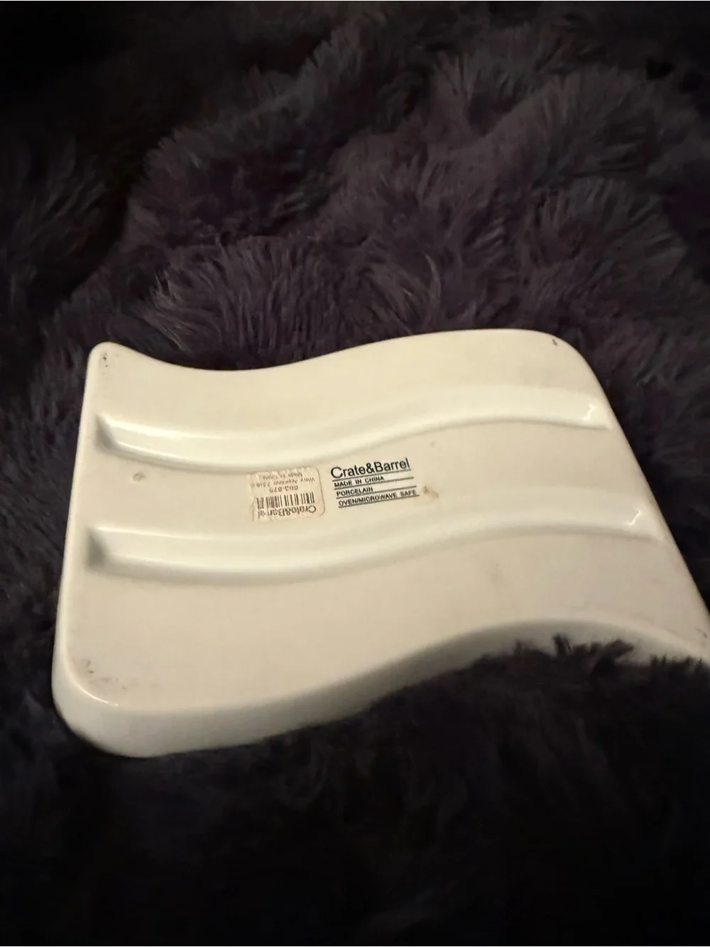 Crate&Barrel White Wavy Appetizer Dish